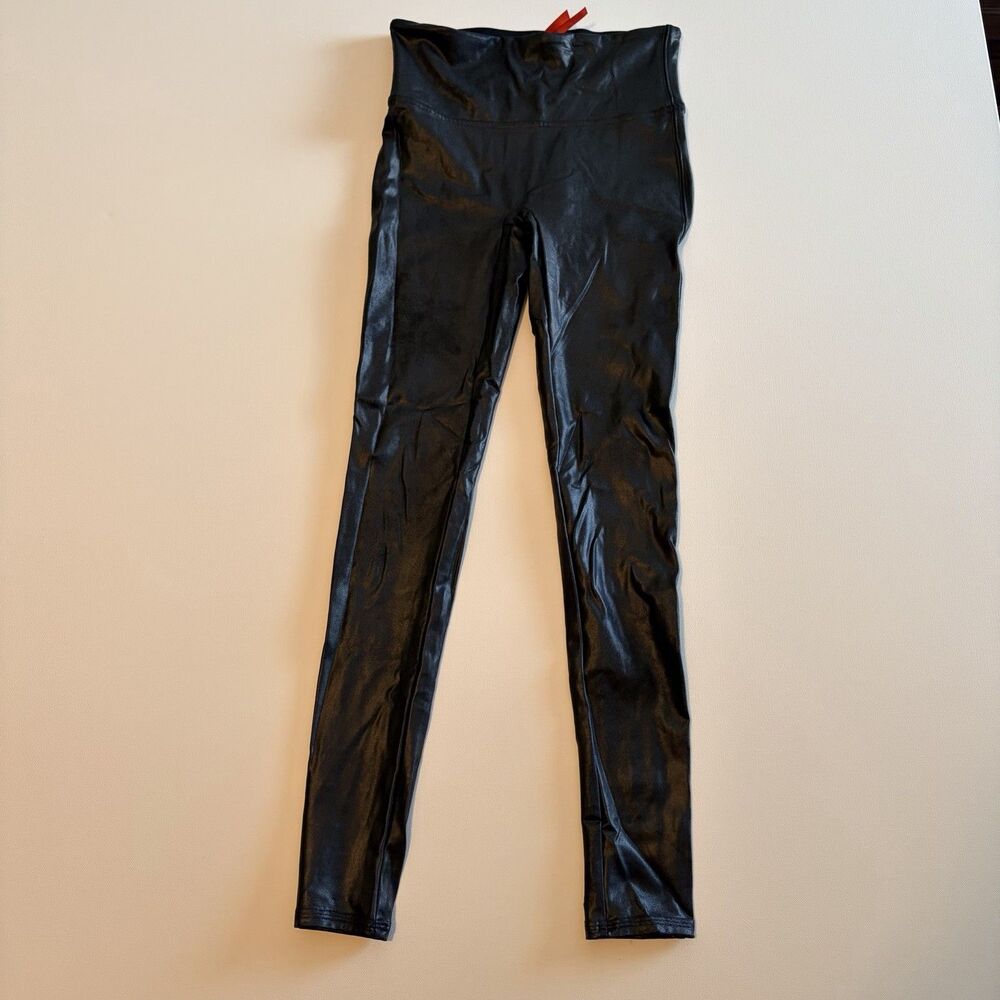 Spanx Womens Black Faux Leather Leggings Size Small